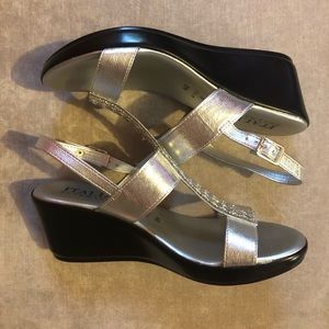 Silver strappy wedges